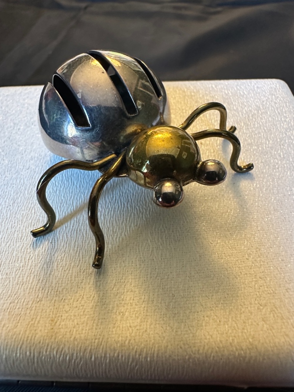 Vintage Mexico 925 Sterling Silver Beetle Bug Brooch Taxco Style 18.8g